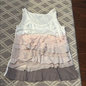 LOFT Women's Ruffle Layered Tank Top - Cream, Pink, Tan